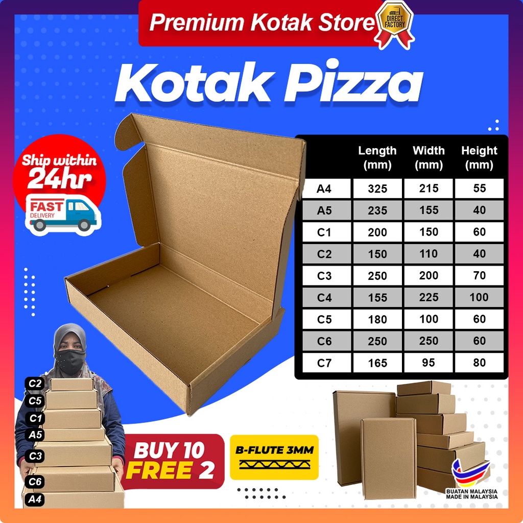A4 A5 Gift Box Kotak Pizza Box Kotak Hadiah Murah big small Packaging