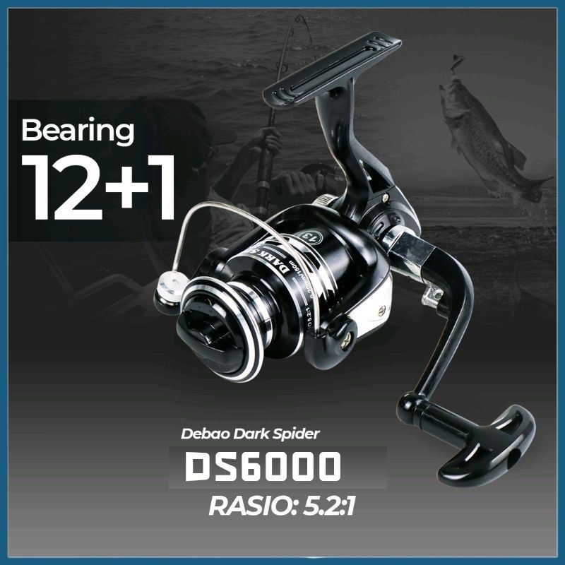 DEBAO Mesin Pancing Fishing Spinning Reel Dark Spider DS6000 Mesin Pancing