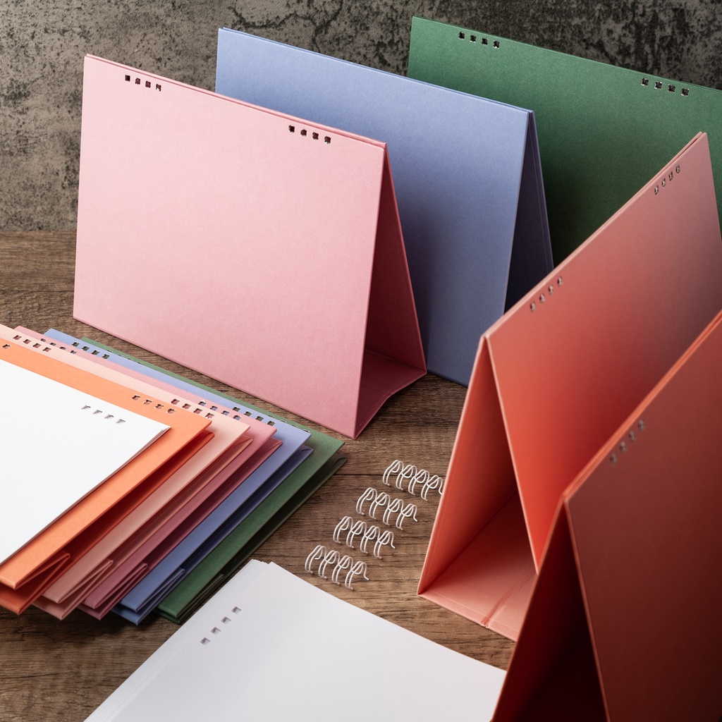 DIY Set Base + 10 Sheets Paper Desktop Calendar White Pastel Color (6x8 ...