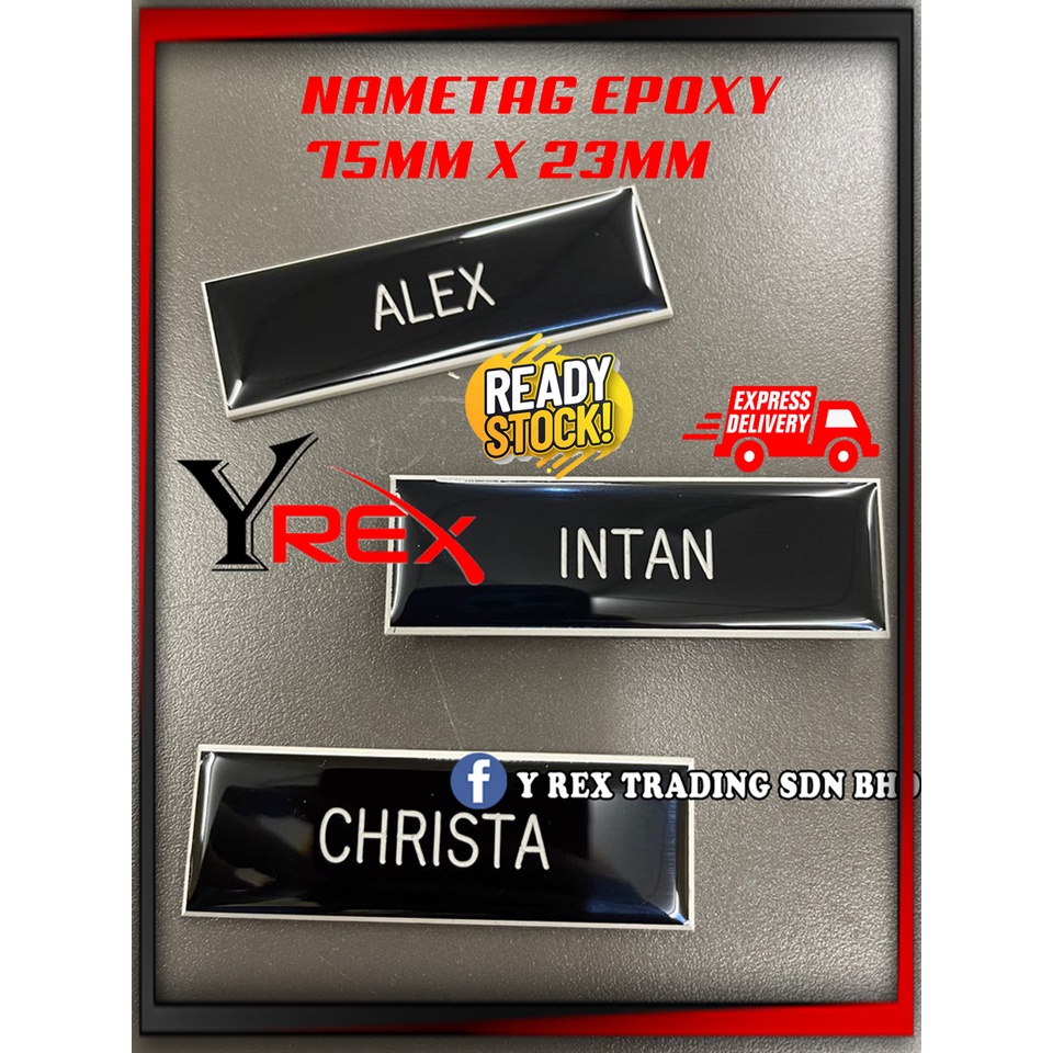 NAMETAG EPOXY 75MM X 23MM (STANDARD)-PIN / MAGNET | Shopee Malaysia