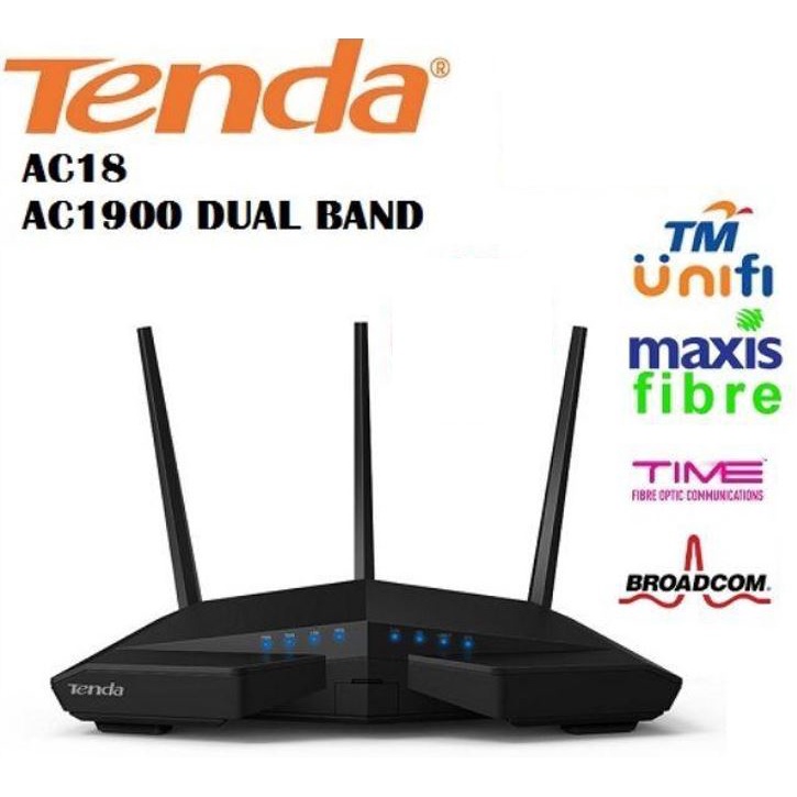 Tenda Ac Ac Enhanced Smart Dual Band Gigabit Wifi Router Unifi Maxis Time Used Withh Box