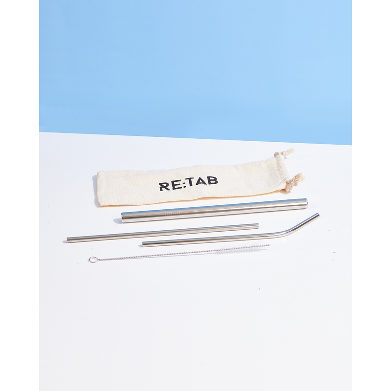 RE:TAB Stainless Steel Reusable Straw Set Pouch | Shopee Malaysia
