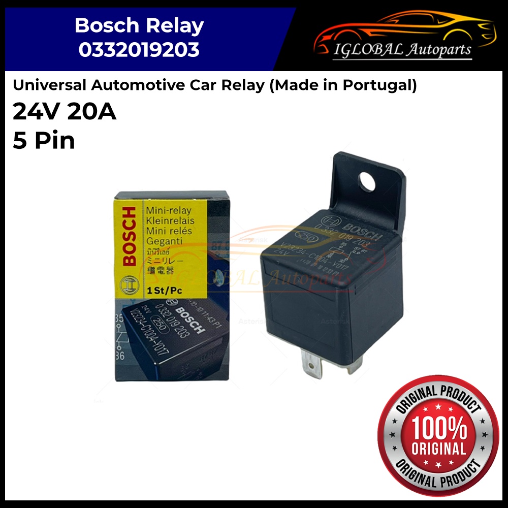 Bosch Universal Automotive Car Relay 24V 20A 5 Pin MINI Relay