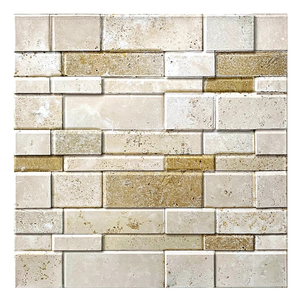 3D Beige Stacked Ston Wall Sticker Self Adhesive 3D Wall