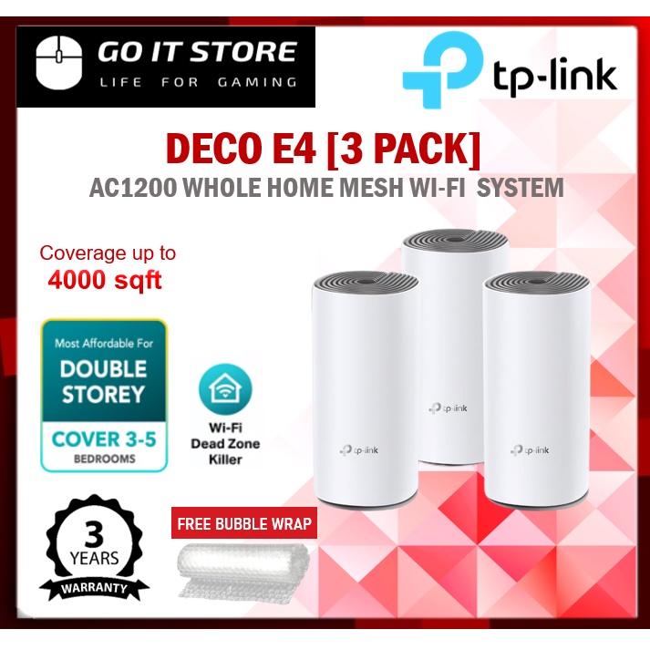 TP-Link Deco E4 (3 Pack) AC1200 Mesh Wifi Router Whole Home System ...