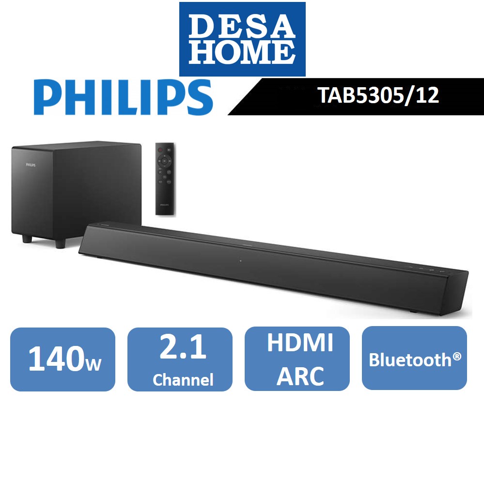 Philips 140W + 2.1 Channel Soundbar Speaker TAB5305/12 / TAB5305 ...