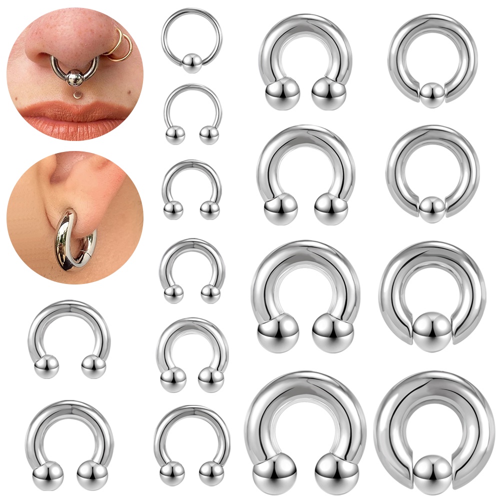 12g-00g GOLD Heavy Gauge Horseshoe Ring Bar Big Ear Weight CBB Prince Albert PA - Foto 9