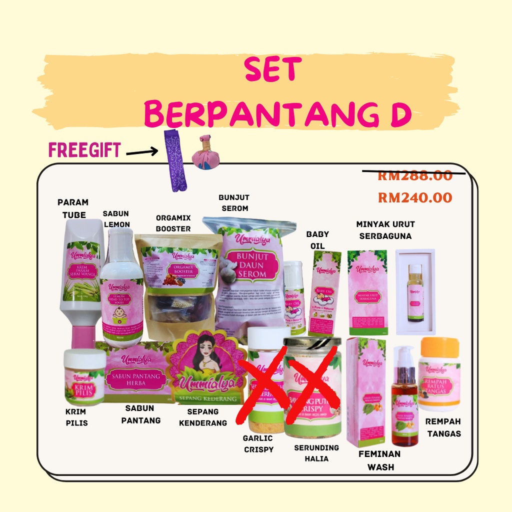 Set Berpantang Ummialya Set Pantang Set Bersalin Krim Param