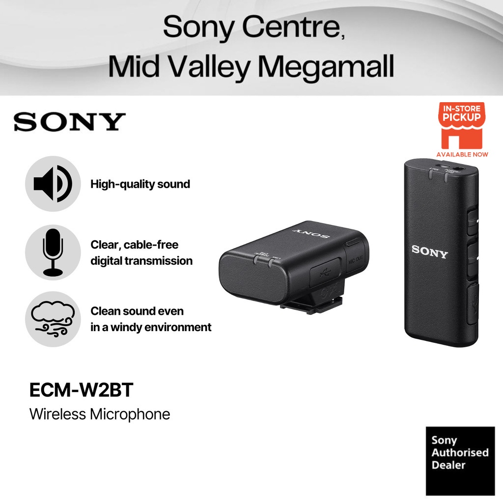 Sony ECM-W2BT Camera-Mount Digital Bluetooth Wireless Microphone System ...