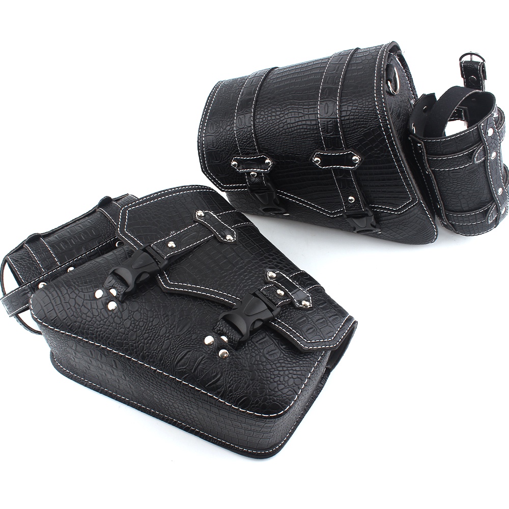 Left Right Motorcycle Saddlebags Side Tool Bag PU Leather Luggage