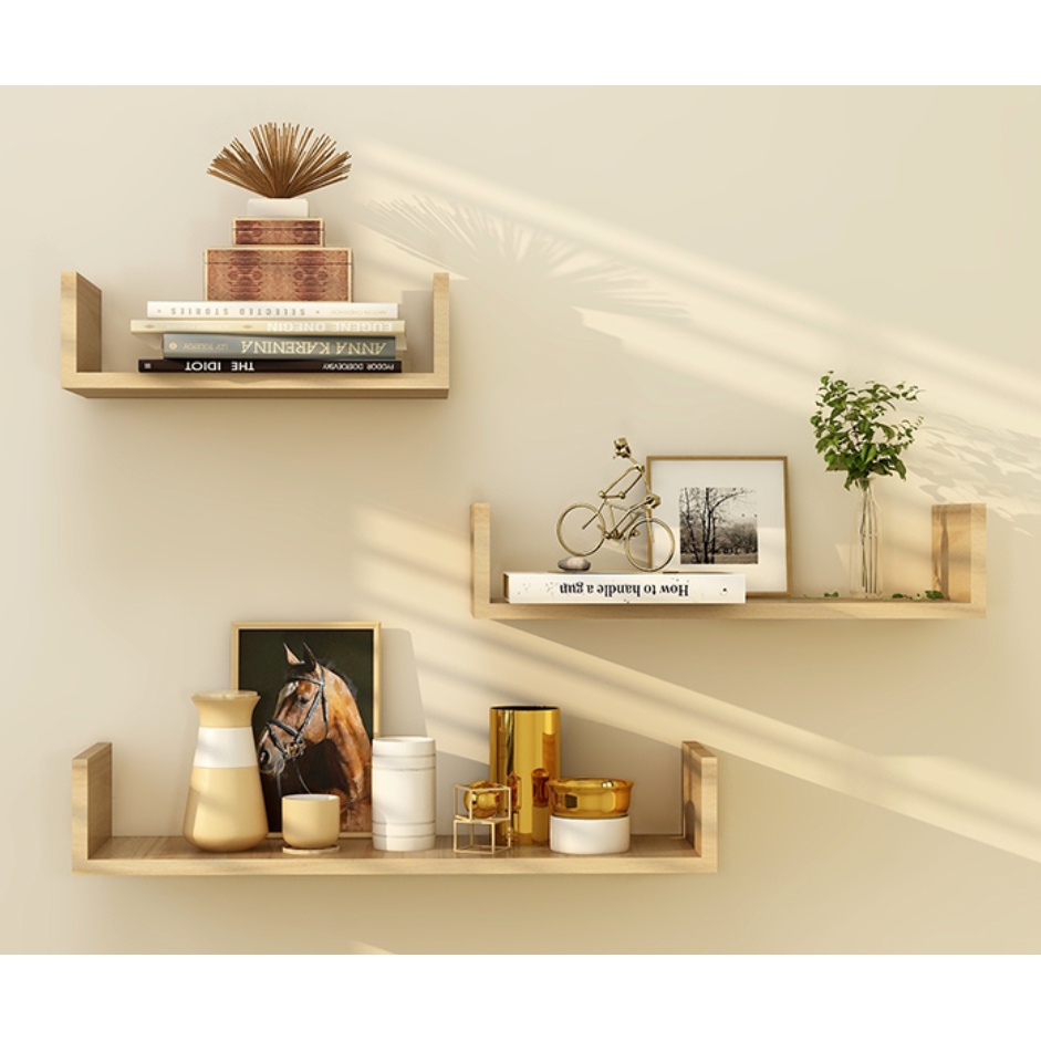 *ready Stock* 3 Pcs Floating Wall Shelves My.com Rak Dinding Gantung 