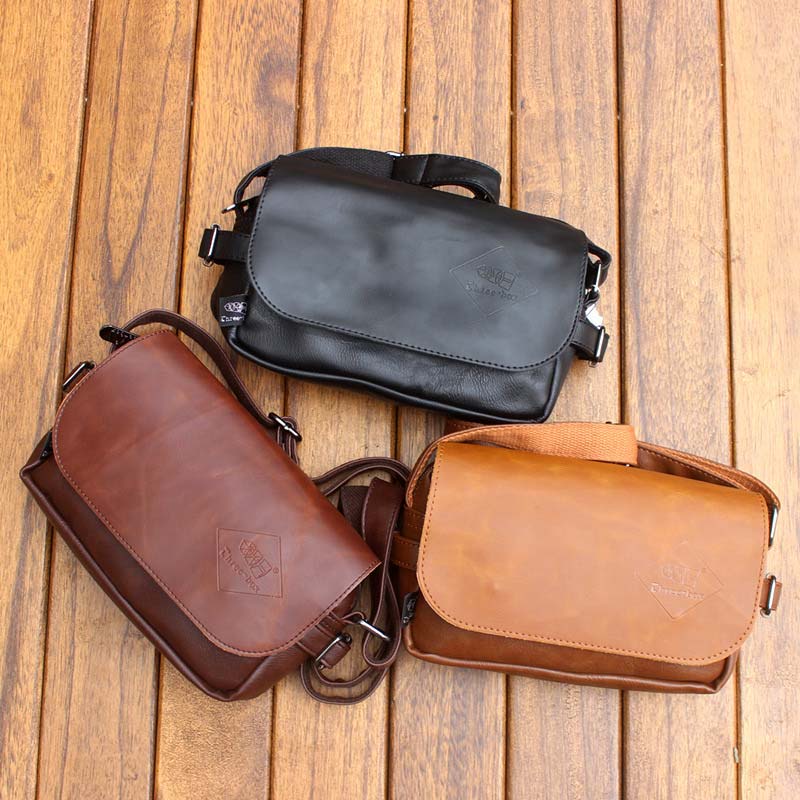 Three Box LEATHER SLING BAG MAN SHOULDER BAG STYLISH CROSSBODY SMALL BAG Shopee Malaysia