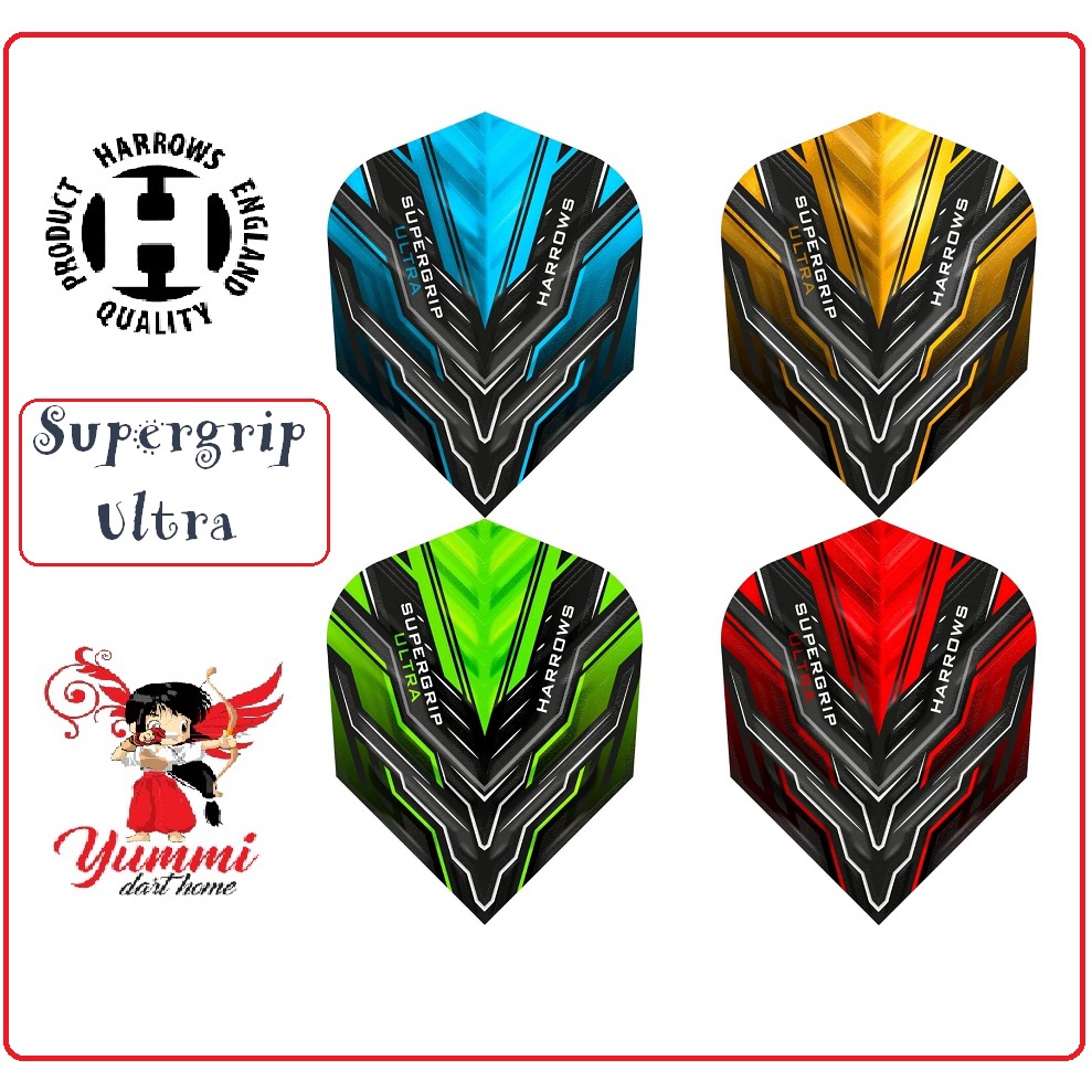 Harrows Dart Flights Harrows Supergrip Carbon Dart Stems & Flights Set - 12 Shafts + 12 Flights Fluttering Flights