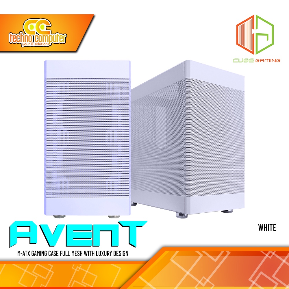 Casing CUBE GAMING AVENT White Mesh - Mid Tower mATX Case | Shopee Malaysia
