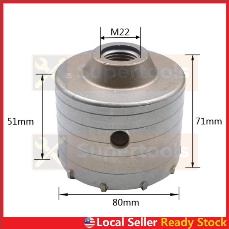 HOHXEN 65mm SDS Plus Shank Hole Saw Cutter Concrete Cement Stone Wall Drill Bit