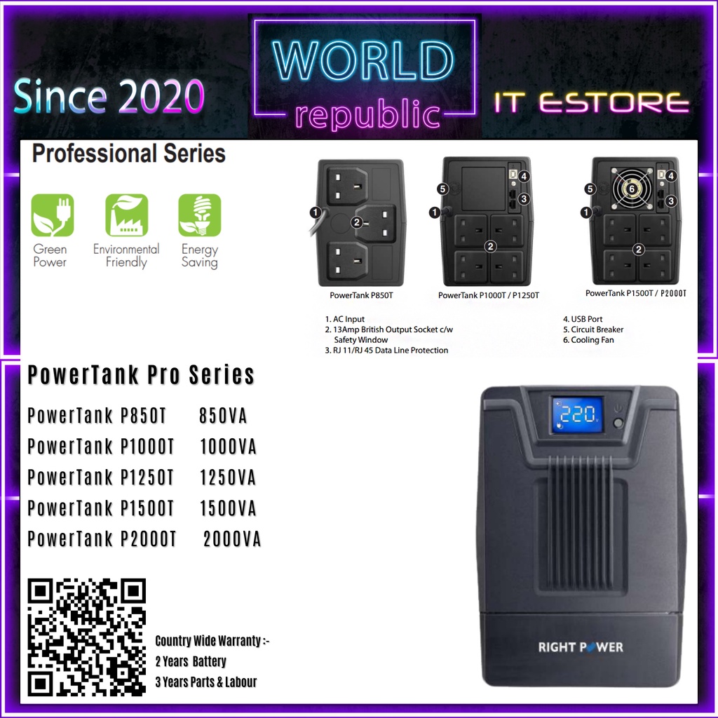 RIGHT POWER 1000VA UPS ( POWERTANK PRO P850T P1000T P1250T P1500T ...