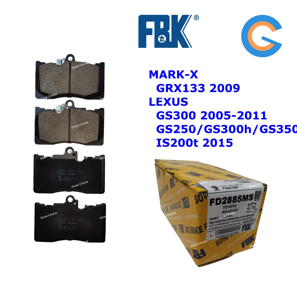 FBK MARK-X GRX133, LEXUS GS250 GS300 Front Disc Brake Pad GRL11