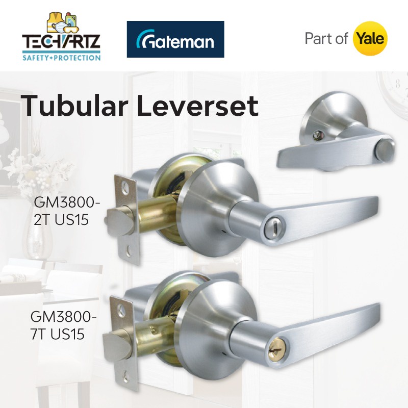 GATEMAN Tubular Leverset Tubular Lever Entrance & Privacy Lock Set