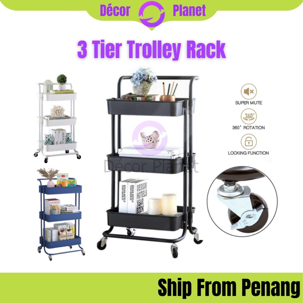 Trolley Rack Troli Barang 3 Tier Trolley Troli 3 Tingkat Trolley ...