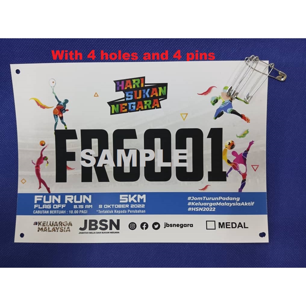 Bib Marathon min order 100 pcs ( with 4 holes and 4 normal Pins ...