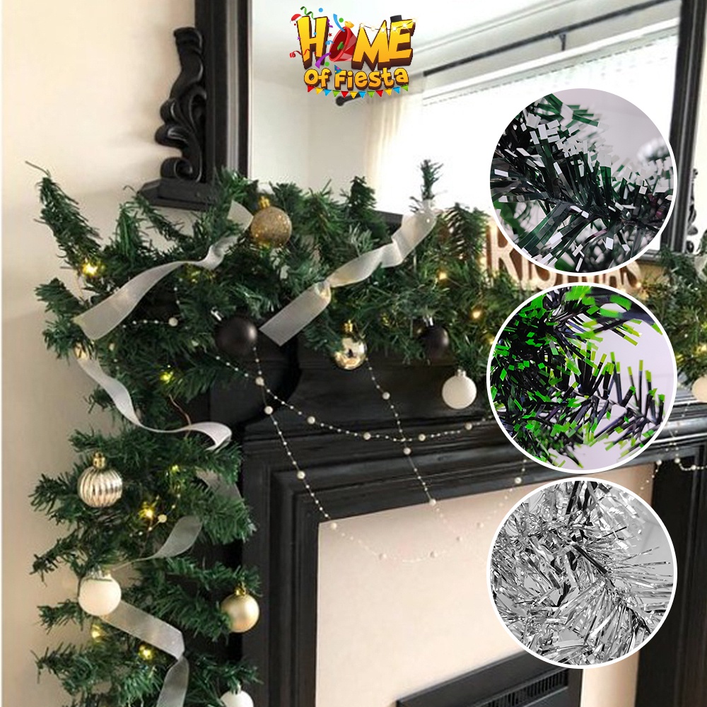 HOFS 2.7M Christmas Artificial Rattan Garland Plain PVC Wreath Ceiling ...