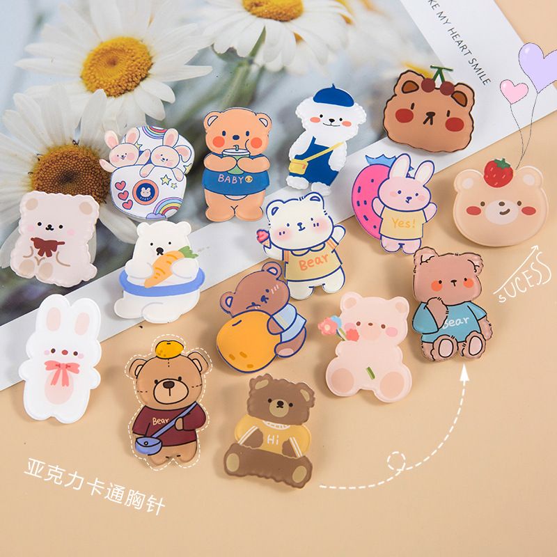 LZ Pin Comel Brooch Cute Jacket Bag Cartoon Decoration Bear Bunny ...