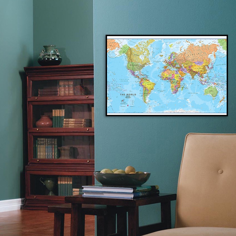 World Map - Educational Map Large Poster Prints Wall Hanging Art ...