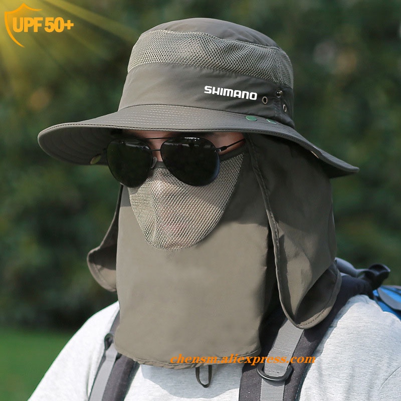 2022 New Men Shimano Fishing Hat Outdoor Fishing Cap Uv Protection  Adjustable Breathable Sunshade Solid Casual Thermal Fishing Hat