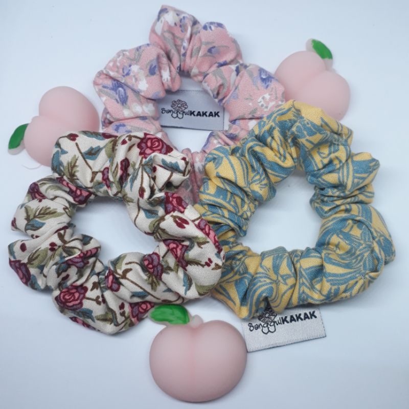 Scrunchies Comel Mini Cute Small Floral Cotton Batik Getah Rambut ...
