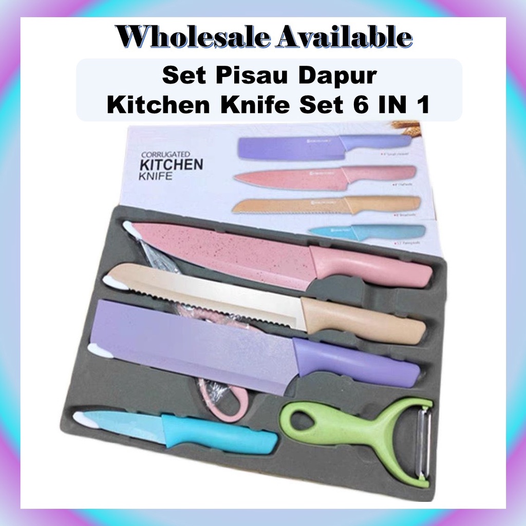 6 In 1 Evcrierh Corrugated knife Kitchen Knife Pisau Dapur KITCHEN