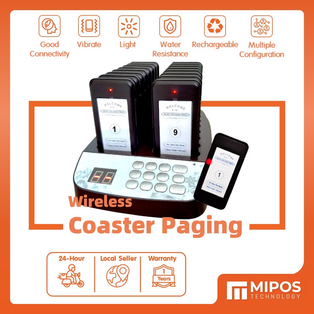 Restaurant Pager Wireless Calling System | 16 Pagers | Pager Queue ...