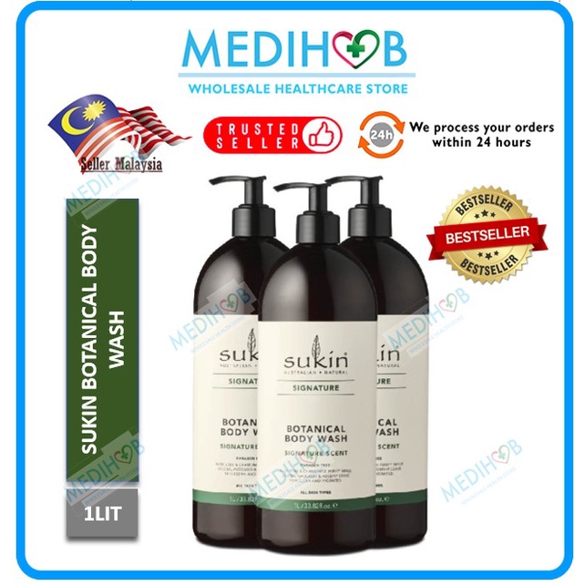 Sukin Signature Botanical Body Wash 1 Lit x 3 Bot (ONLY RM145)/ 1 Lit (Single) EXP 9/12/2023