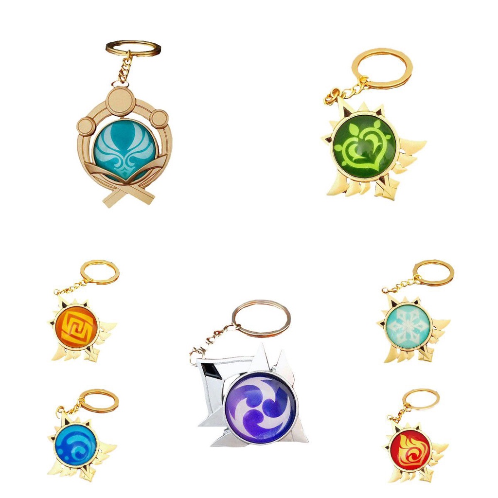 Seven Genshin Impact Elements Keychain Featuring Geo Anemo Electro ...