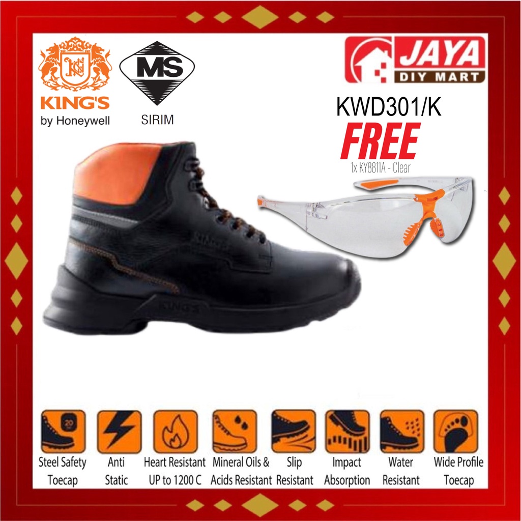 [READY STOCK] KING'S KWD301/K SAFETY FOOTWEAR BK HIGHCUT PADDED ANKLE