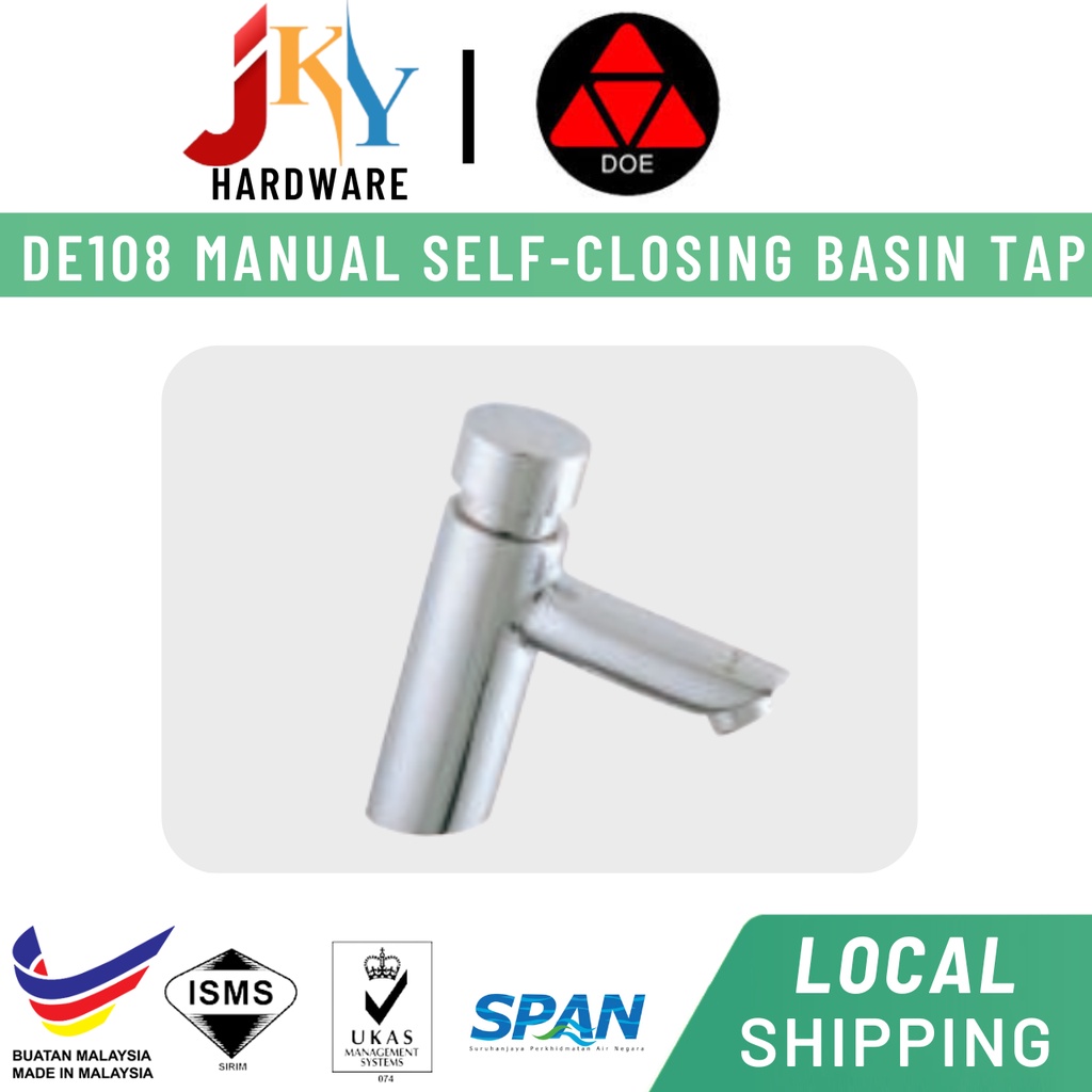 DOE DE108 Delayed Action Manual Self Closing Basin Tap Chromeplated