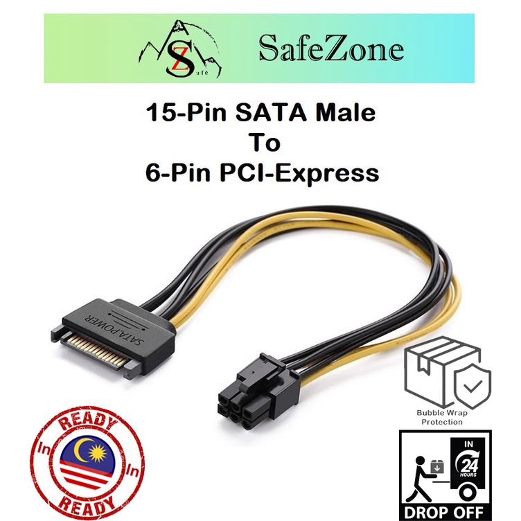 15 Pin Sata Male to 6 Pin PCI-Express, 15-Pin Sata to 6-Pin Graphic ...