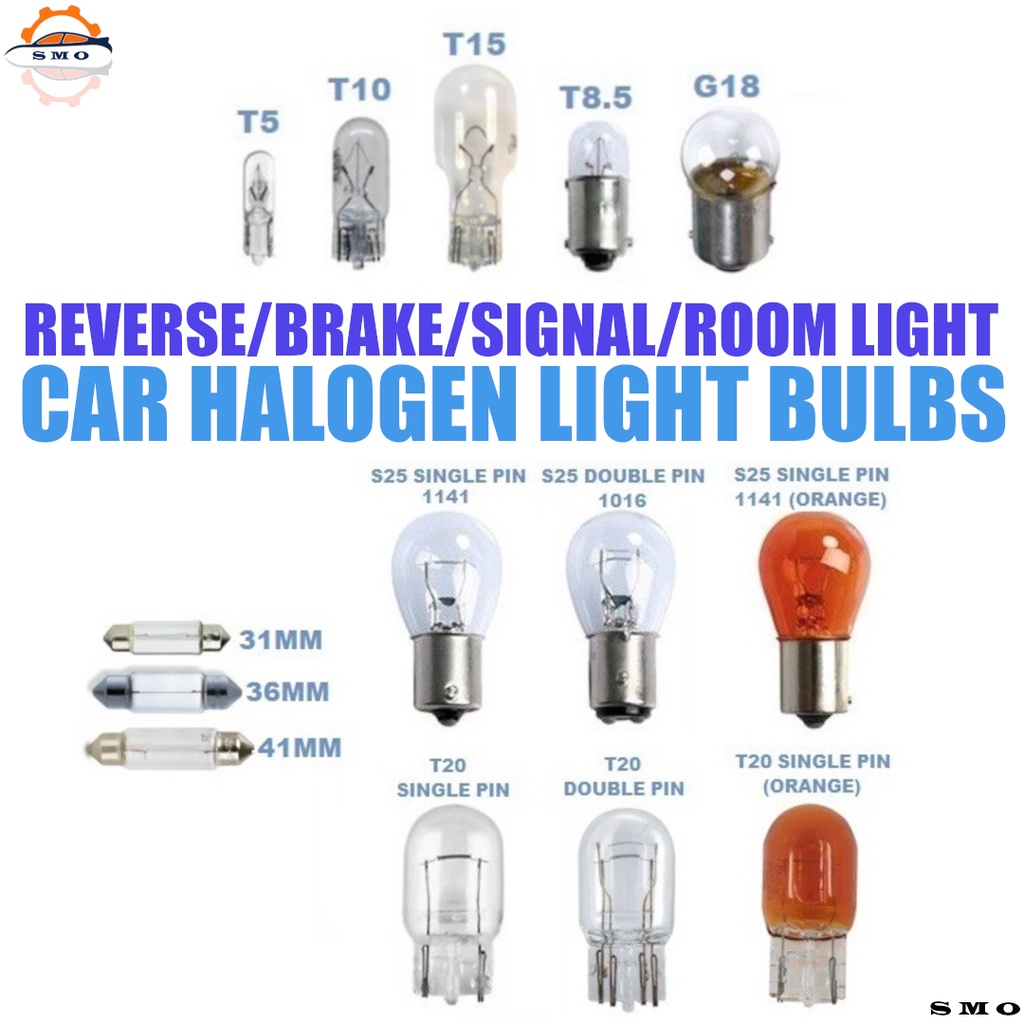 Car Halogen Light Bulb Mentol Lampu Kereta T5 T10 T8.5 T15 T20 1141 ...