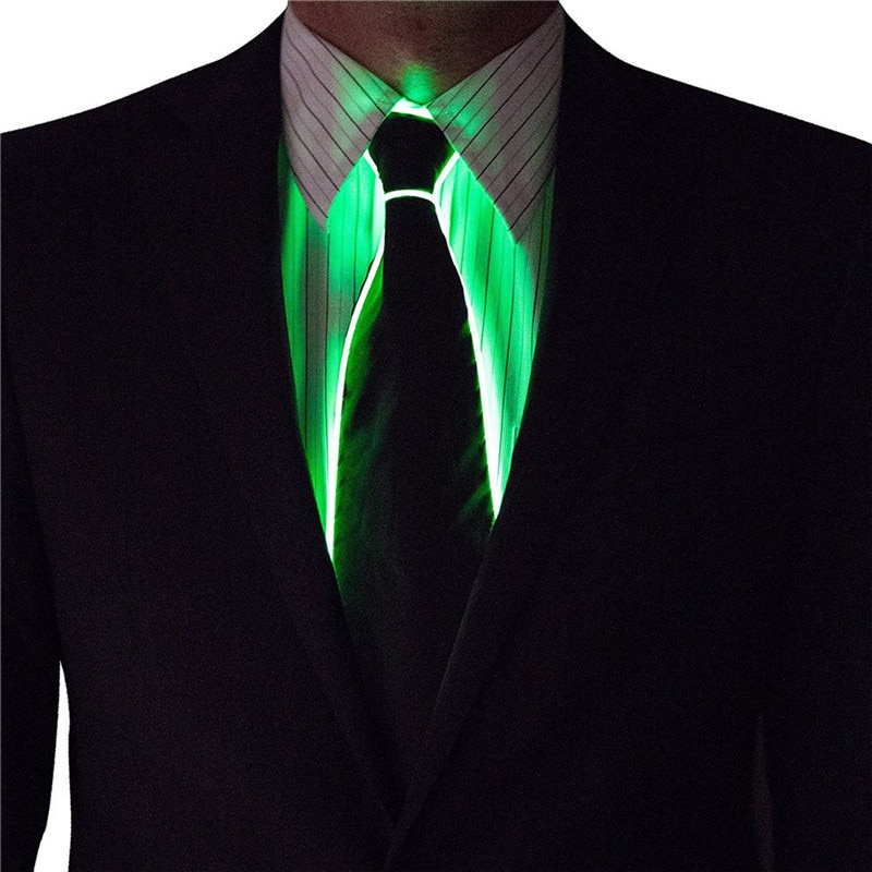 Men Glowing Tie EL Wire Neon LED Luminous Party Haloween Christmas ...