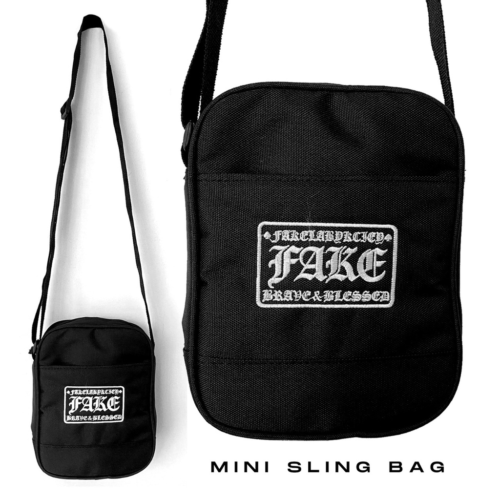 HITAM Fakelab Mini Sling Bag Black/Sling Bag Men/Women/Slingbag Black