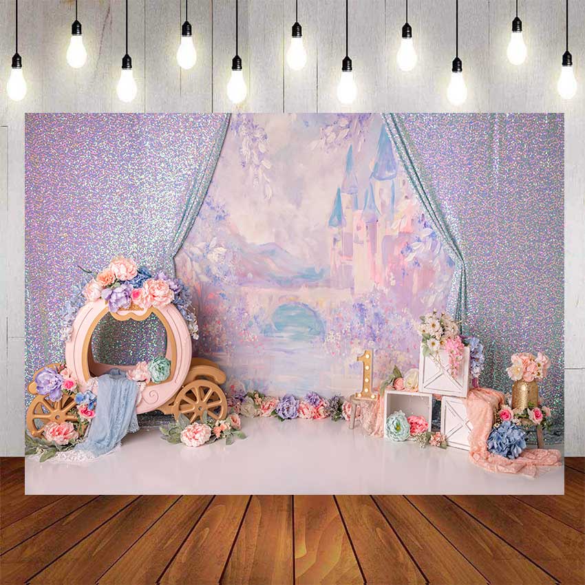 Princess Birthday Party Backdrop For Photography Castle Unicorn ...