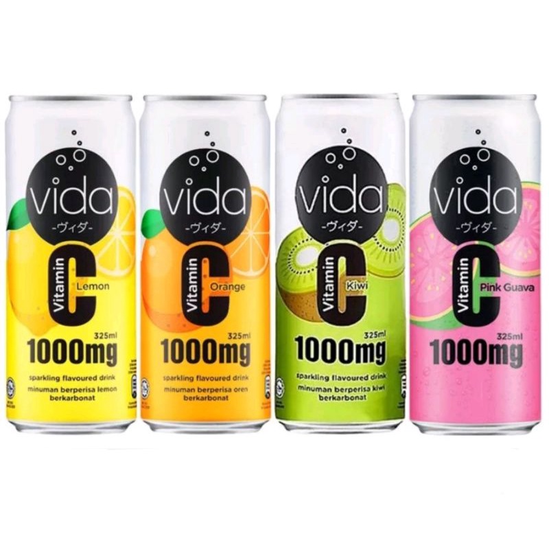 Vida Sparkling Vitamin C Drink Drinks 325ml Lemon Orange Kiwi