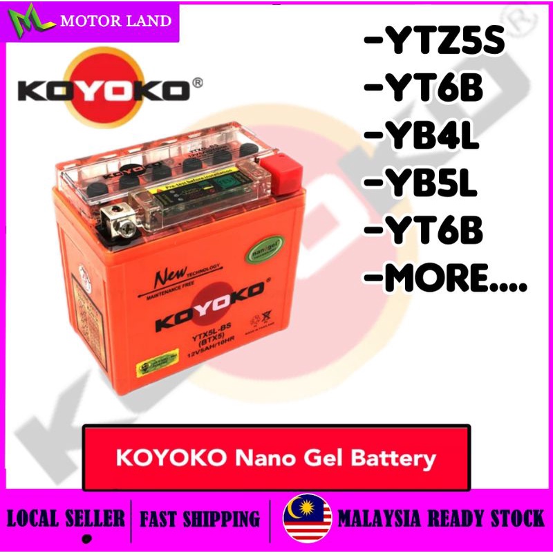 Koyoko Motorcycle Battery Bateri Motor Y15 Lc135 Srl Ego Y125 Nvx Y110