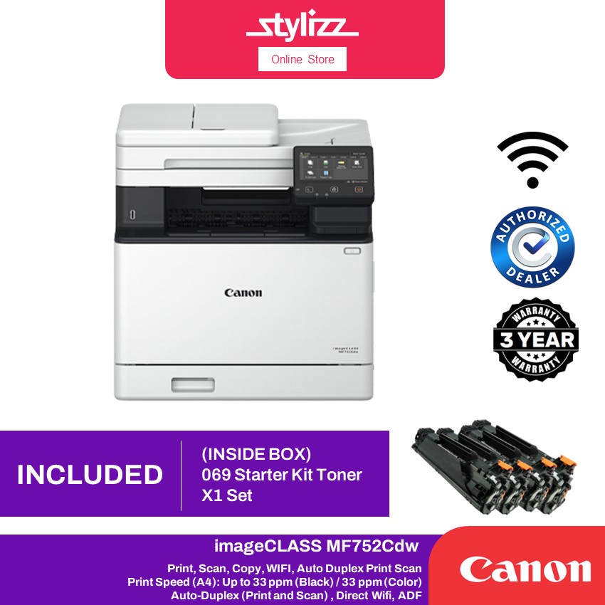 Canon imageCLASS MF752Cdw All-In-One Colour Laser Printer (Print, Scan ...