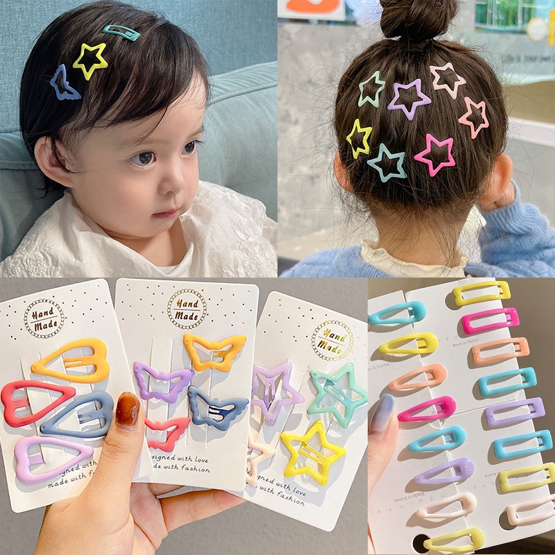 Babyhug Hair Pins and Clips With Star Design Pack Of 5 - Pink & Blue