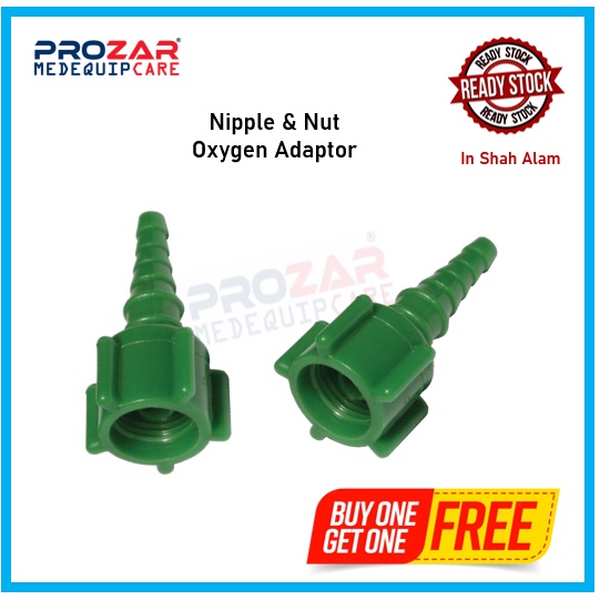 OXYGEN ADAPTOR 2PCS GREEN KNOB OXYGEN NIPPLE AND NUT NIPPLE OXYGEN
