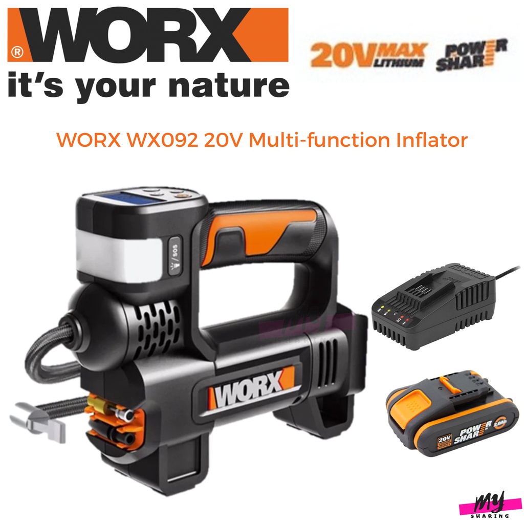 WORX WX092 High Pressure Inflator 4-IN-1 Tool ( Inflator, Tire Pressure ...