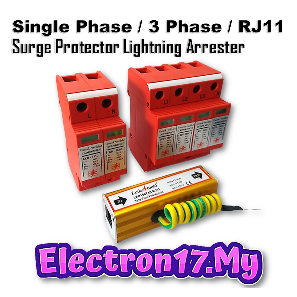 Sigle Phase 3 Phase RJ11 Telephone Fax Surge Protector Protection ...