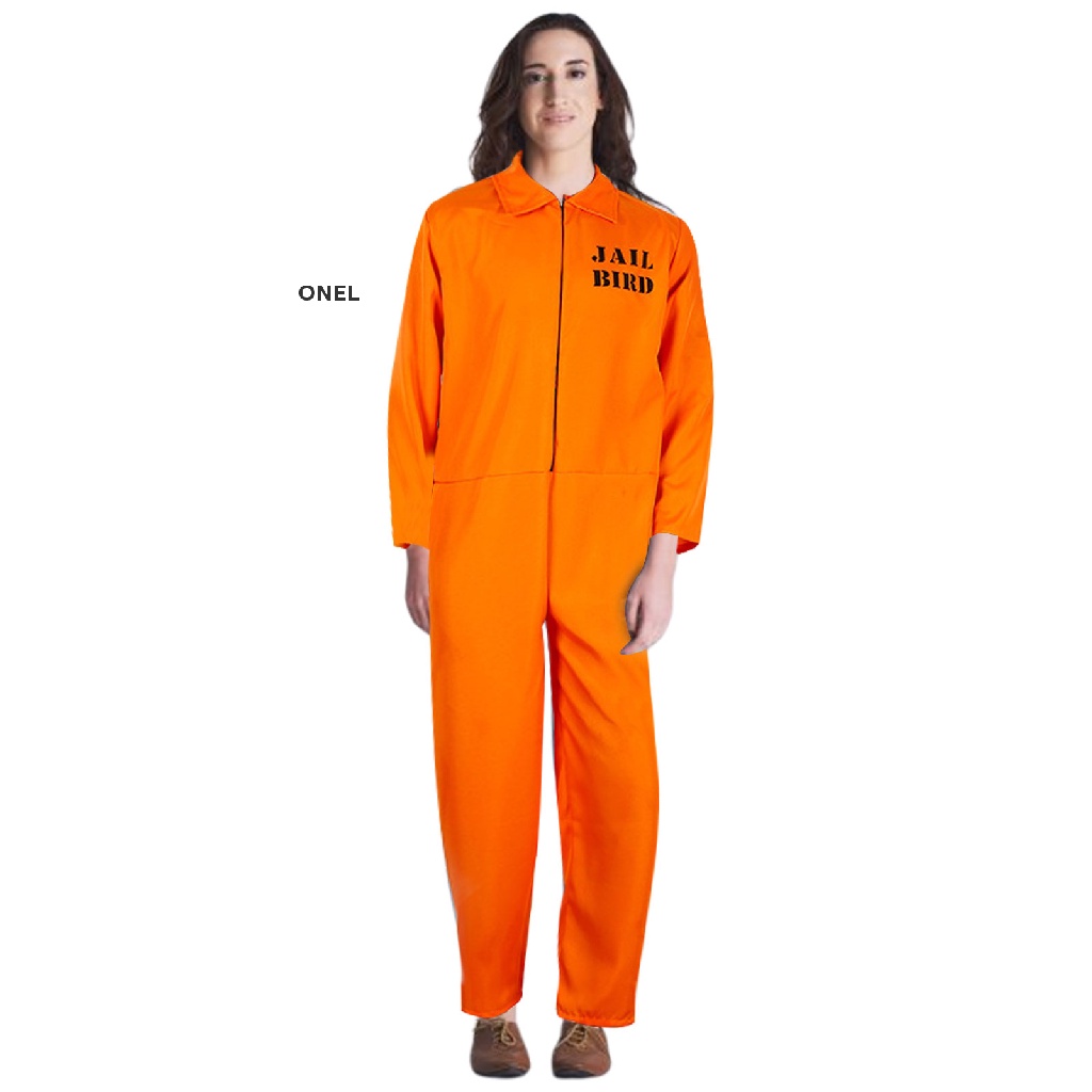on Prisoner Jumpsuit Orange Prison Inmate Halloween Costume Unisex Jail Criminal my Shopee