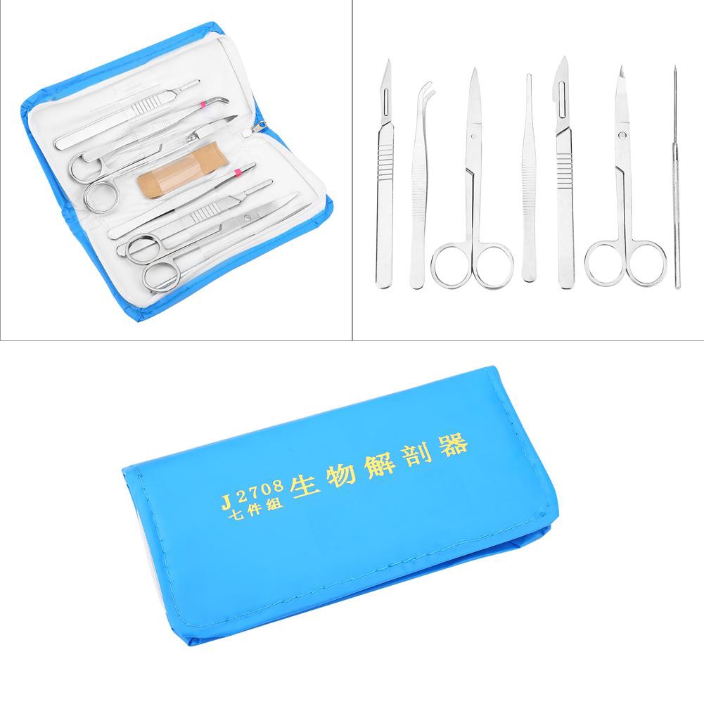 7pcs Stainless Steel Dissecting Dissection Kit Set Biology Student Lab