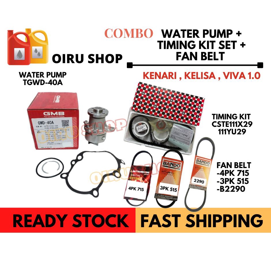 Timing Kit Set Timing Belt Set Brand Daihatsu + Water Pump GMB + Fan